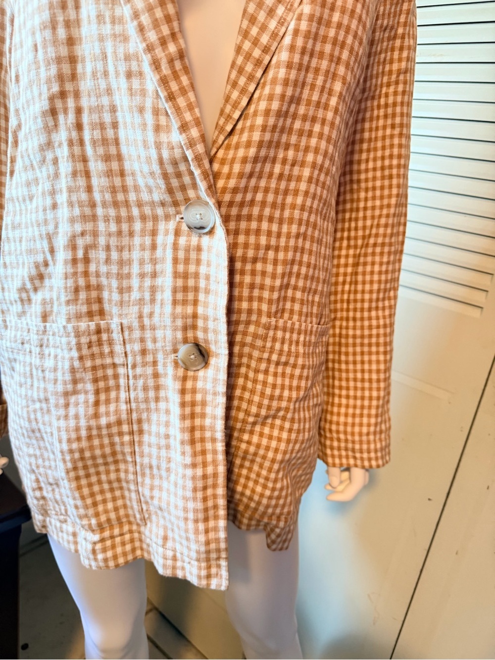Madewell Gingham Dorset Women's plaid white/cream Blazer Size by measur… - Picture 8 of 9